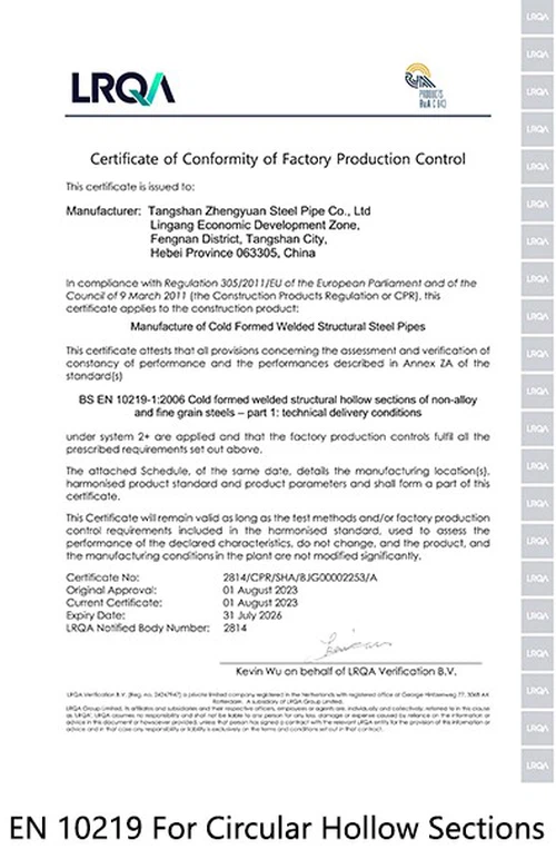 EN 10219 For Circular Hollow Sections